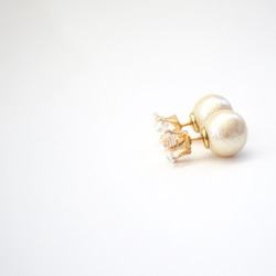 【送料無料】14kgf White Topaz Cottonpearl Catch Pierce 4枚目の画像