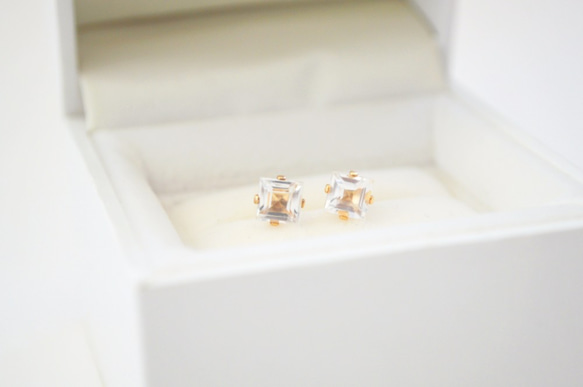 【送料無料】14kgf White Topaz Cottonpearl Catch Pierce 5枚目の画像