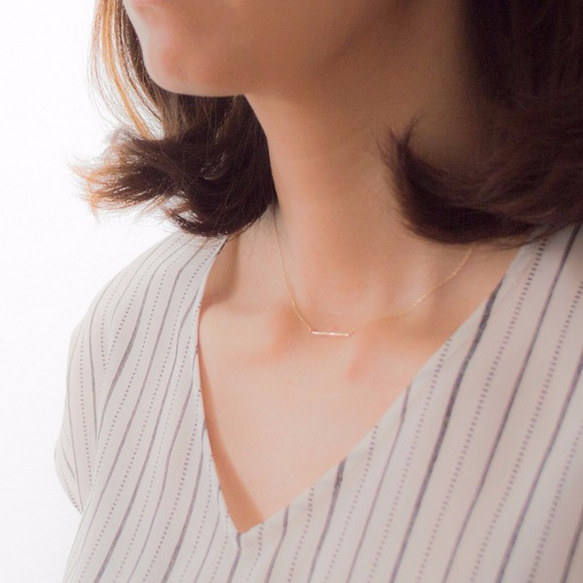 【送料無料】K10 Cut bar Necklace 1枚目の画像