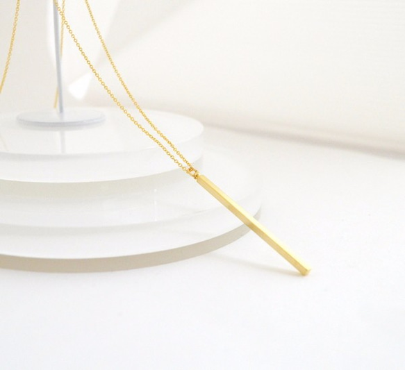 【送料無料】Long Bar Necklace(Gold) 1枚目の画像