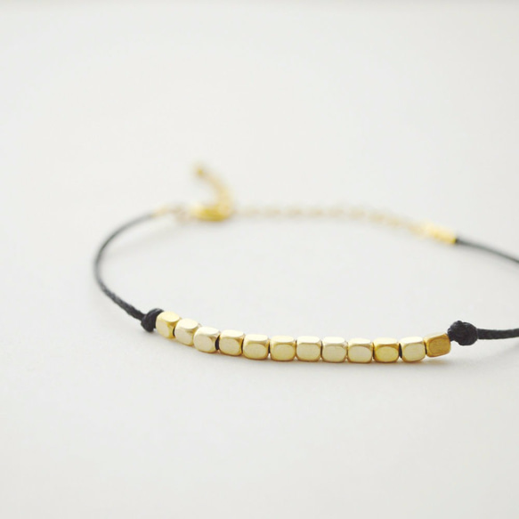 Set Cube Cord Bracelet (white＆Beige) 5枚目の画像