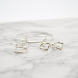 【送料無料】Rectangle Silver Bangle 5枚目の画像