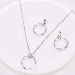 Twist Round Ring Necklace&Pierce set 第1張的照片