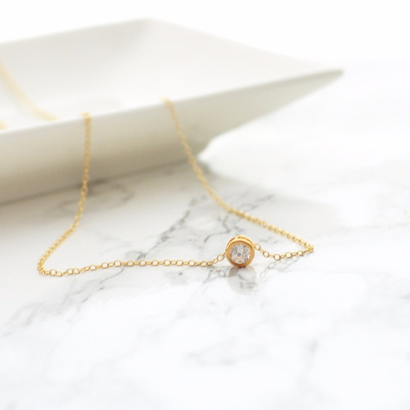 14kgf Round CZ Necklace 第1張的照片