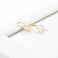 Faceted Cut Frame Glass Pierces(white smoke) 玻璃耳環 第1張的照片