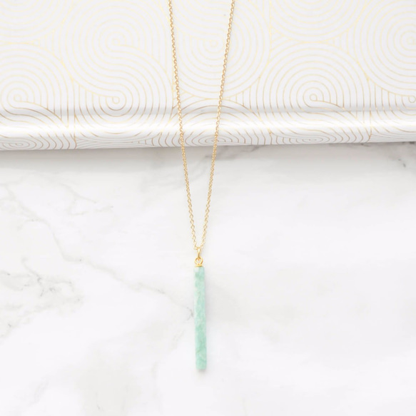 期間限定販売14kgf Amazonite Bar Necklace 第1張的照片