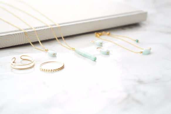 期間限定販売14kgf Amazonite Bar Necklace 第4張的照片