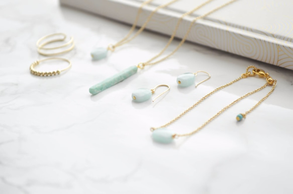 期間限定販売14kgf Amazonite Bar Necklace 第5張的照片