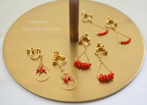 Red Coral Earring 1枚目の画像