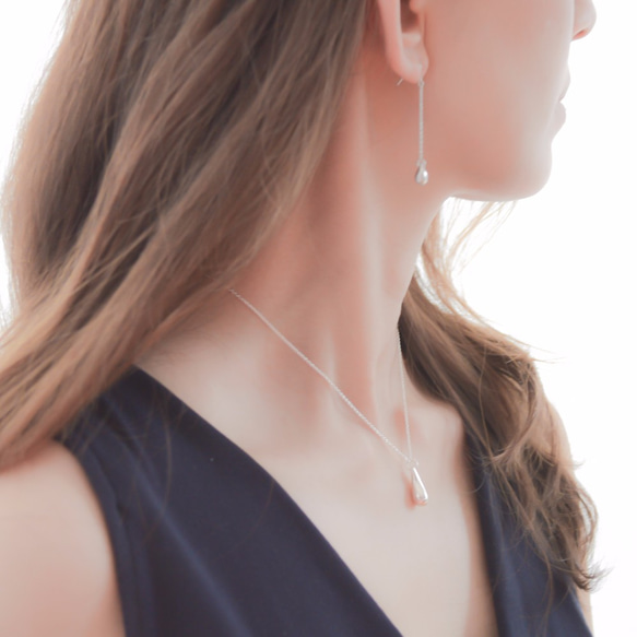 【送料無料】Facet Teardrop Long chain Pierces 3枚目の画像