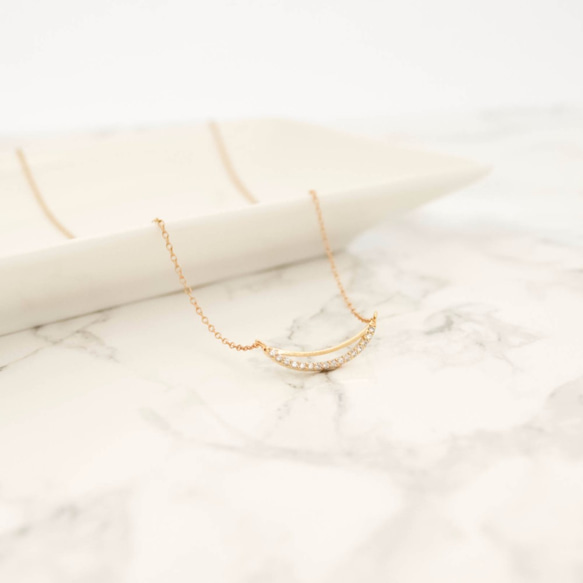 【送料無料】14kgf Bow Shape Necklace 3枚目の画像