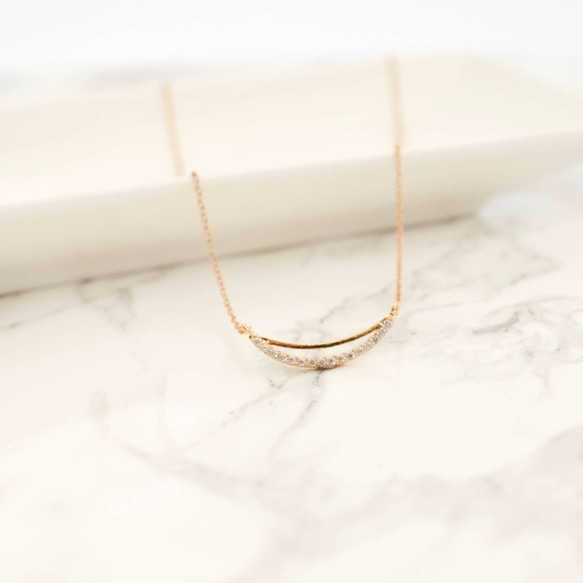 【送料無料】14kgf Bow Shape Necklace 4枚目の画像