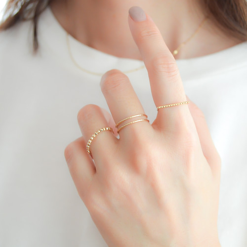 送料無料】K10 Dia Cut double Line Ring 指輪・リング