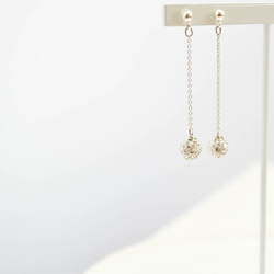 【送料無料】Crystal Ball chain Pierces/Earrings 3枚目の画像