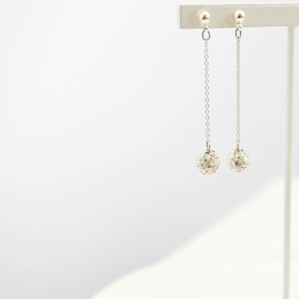 【送料無料】Crystal Ball chain Pierces/Earrings 3枚目の画像