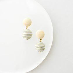 【期間限定】Cottoncode stripes(green) Pierces/Earrings 第1張的照片