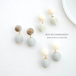 【期間限定】Cottoncode stripes(green) Pierces/Earrings 第4張的照片