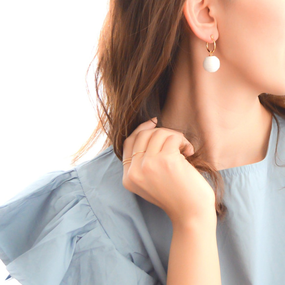 【期間限定】Cottoncode (white) Pierces/Earrings 第4張的照片