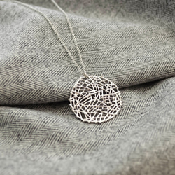 【送料無料】Mesh plate necklace(silver)L 1枚目の画像