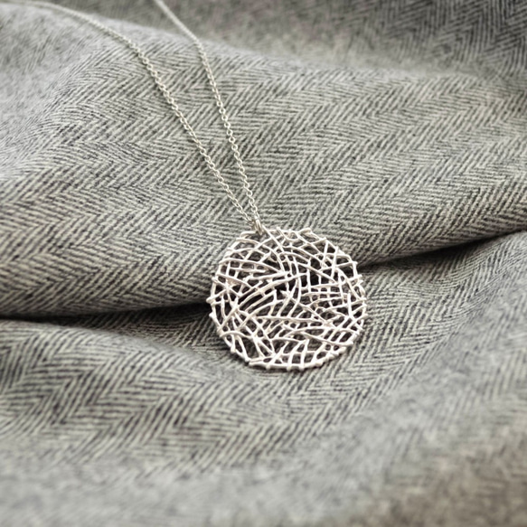 Mesh plate necklace(silver)L 項鍊 第1張的照片
