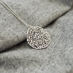 【送料無料】Mesh plate necklace(silver)L 2枚目の画像