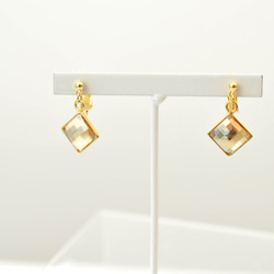 【送料無料】Crystal glass(Golden Shadow) Earrings 2枚目の画像