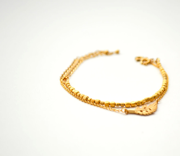 2set Matte Gold Leaf Bracelet 第3張的照片