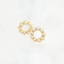 【送料無料】sv925 pearl circle stad pierces/nohole n380 2枚目の画像