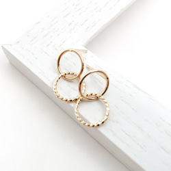 【送料無料】Double Ring Pierce gold  n456 1枚目の画像