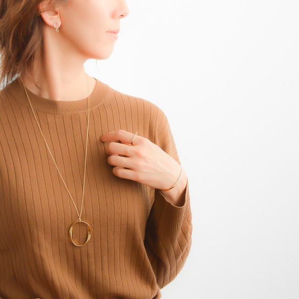 【送料無料】Double Ring Pierce gold  n456 6枚目の画像