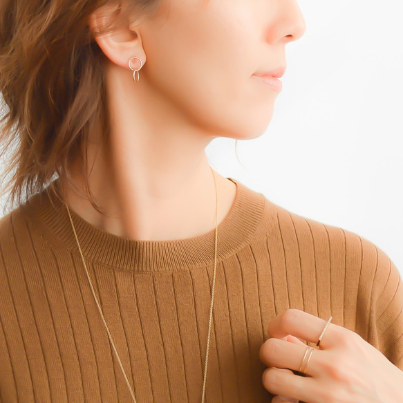 【送料無料】Double Ring Pierce gold  n456 7枚目の画像