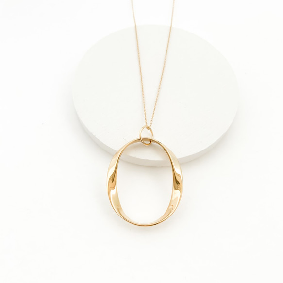 Oval twist circle necklace n403 第4張的照片