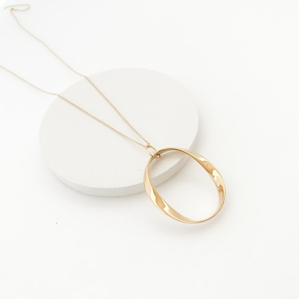 Oval twist circle necklace n403 第9張的照片