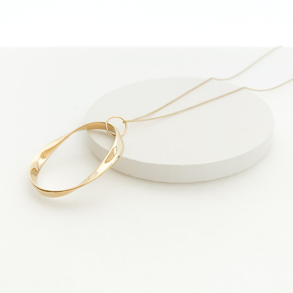 Oval twist circle necklace n403 第10張的照片