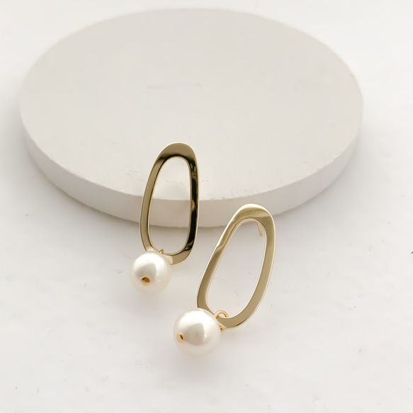 oval circle shell pearl pierces/nohole n530p 第2張的照片