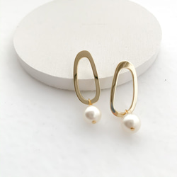 oval circle shell pearl pierces/nohole n530p 第1張的照片