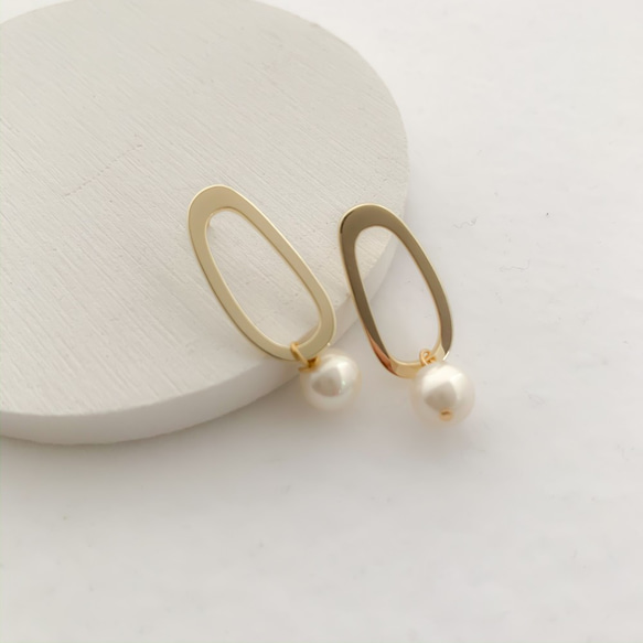 oval circle shell pearl pierces/nohole n530p 第6張的照片