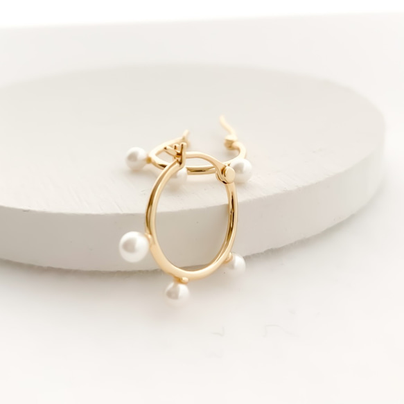 【送料無料】pearl hoop pierces 0529 3枚目の画像