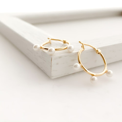 【送料無料】pearl hoop pierces 0529 4枚目の画像