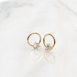 Cubic Zirconia circle pierces/nohole 第5張的照片