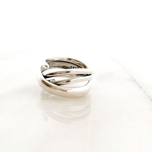 Silver925 Cross line wide ring 第4張的照片