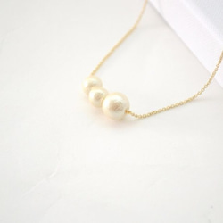 Pellet Cotton Pearl Necklace 14KGF 第2張的照片