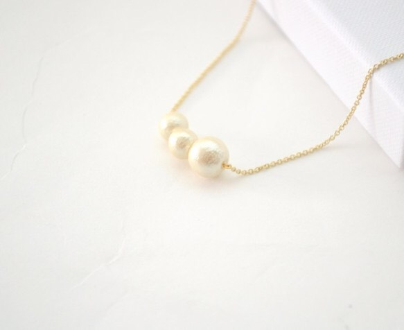 Pellet Cotton Pearl Necklace 14KGF 第2張的照片