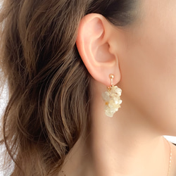 natural color stone hoop pierce/earring 第9張的照片