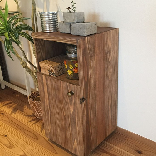 キャスター付き 3段ボックス キャビネット りんご箱 リメイク 棚