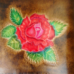 赤薔薇のレトロなレザーブックカバー（プチプレゼント付き） 3枚目の画像