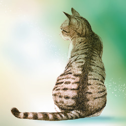 背中で語る猫 【緑】 絵画 吉井工房 通販 2048170｜Creema(クリーマ