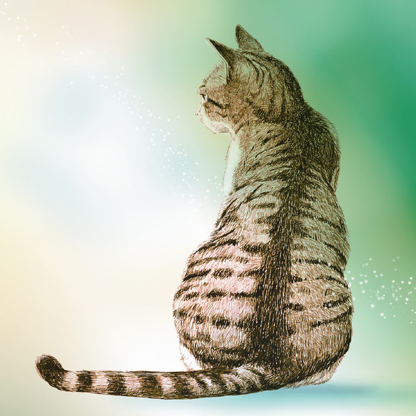 新物屋様 オーダー絵画「猫の背中に何かある〜黒猫の背中にガソリンスタンド」 背中で語る猫 【緑】 絵画 吉井工房 通販 2048170｜Creema(クリーマ