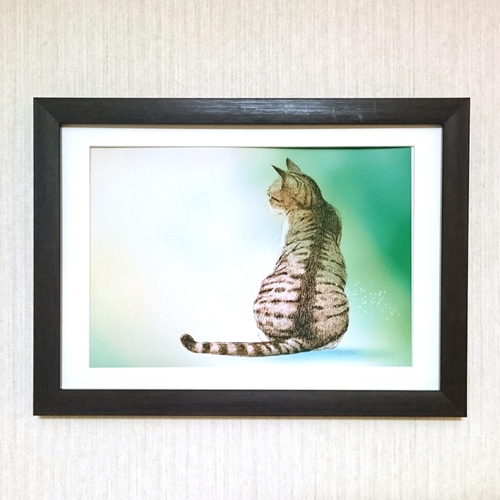 背中で語る猫 【緑】 絵画 吉井工房 通販 2048170｜Creema(クリーマ
