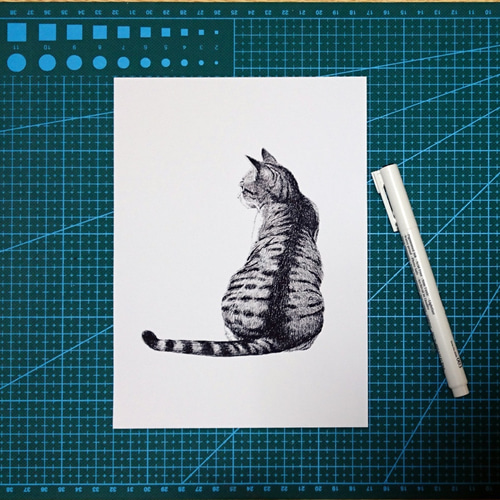 背中で語る猫【線画】 イラスト 吉井工房 通販 3392155｜Creema(クリーマ)